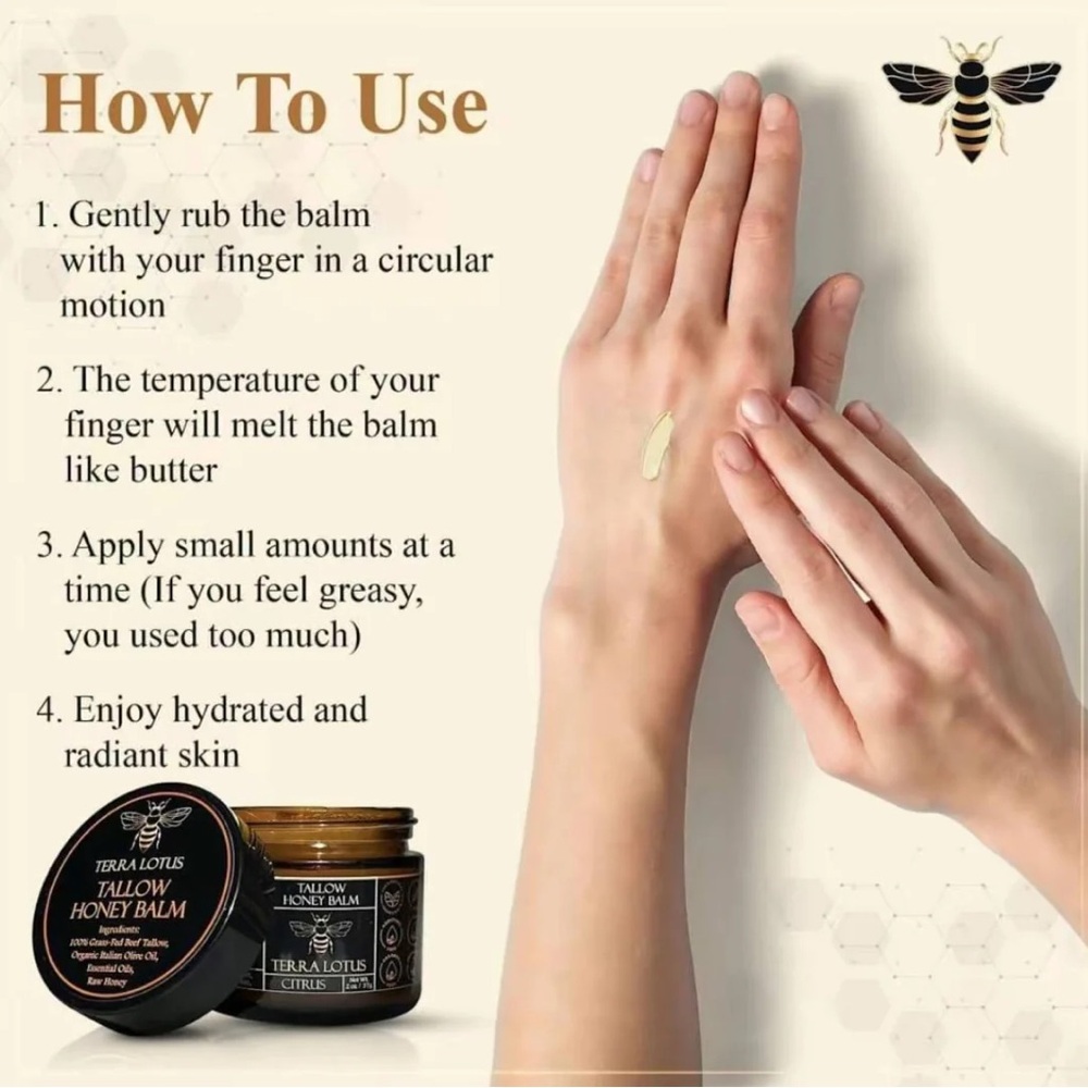 Terra Lotus Tallow Honey Balm Vanilla 4 oz Made in USA Organic - Picture 4 of 6